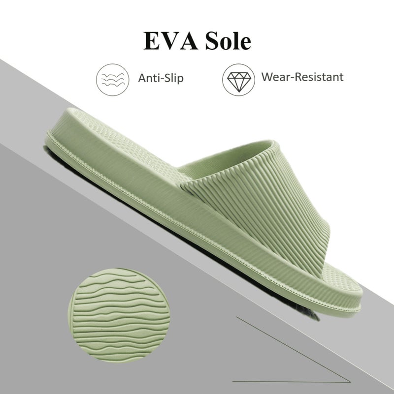 CRAZY LADY Cloud Slippers for Women & Men Indoor & Outdoor Pillow Slippers Non Slip Quick Drying Shower Slides Bathroom S&als Light Weight EVA Platform Casual Shoes (Massage/Green, 6 7) - Image 4